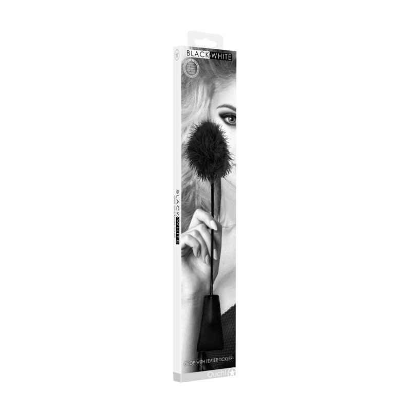 OUCH! & White Crop with Feather Tickler - 44 cm Feather Crop